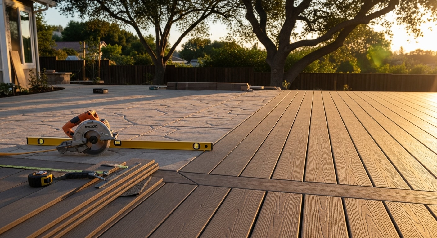 Custom deck and patio construction with outdoor living space