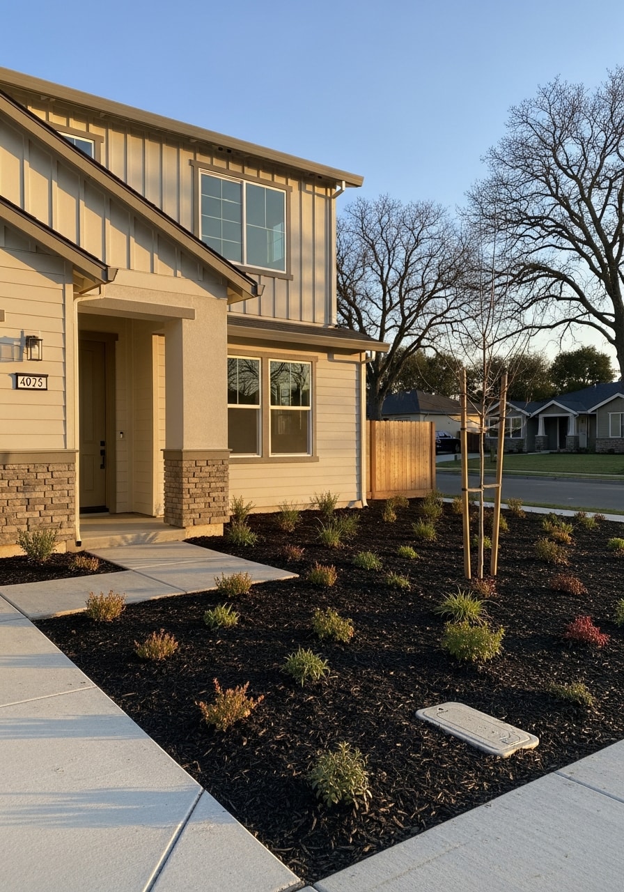 Tracy home exterior with modern finishes and landscaping.